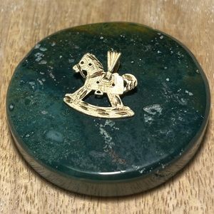 14K Solid Yellow Gold Small Toy Rocking Horse Charm Pendant